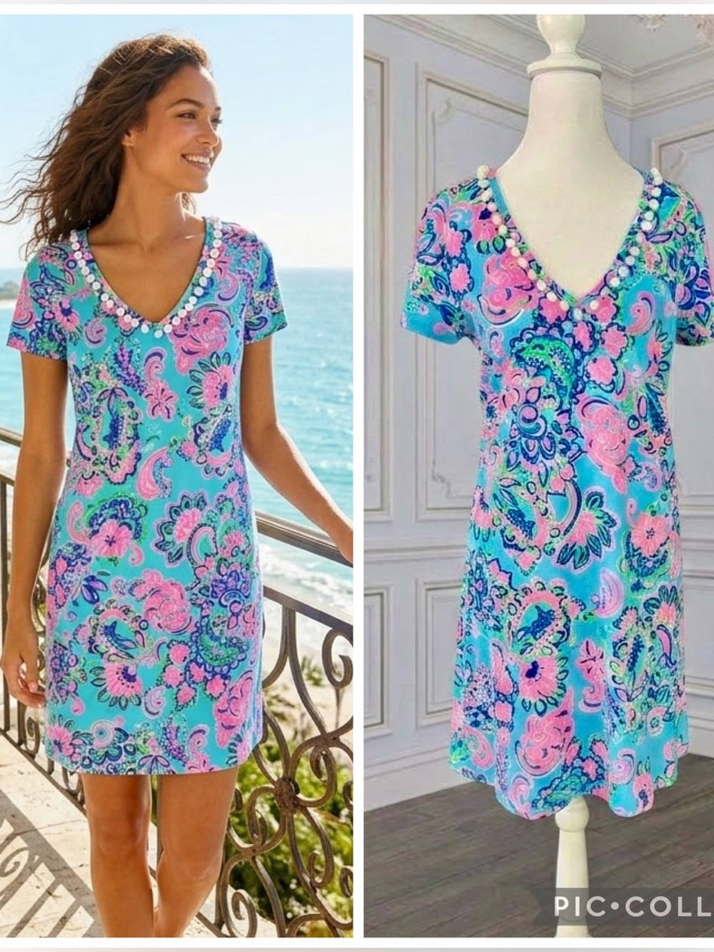 LILLY PULITZER Etta Dress in  Blue Horizon Jungle Sunrise size medium